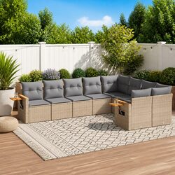 Value-Focused 9-Piece Outdoor Sofa Set in Beige