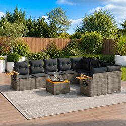 Comforting 10-Piece Grey Garden Sofa Set