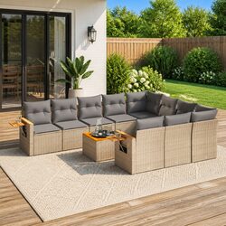 Comfortable 11-Piece Garden Sofa Set in Beige