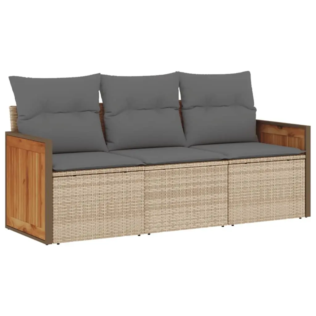 Garden Sofa Set 3 Piece Outdoor Furniture Patio Beige Poly Rattan Modular