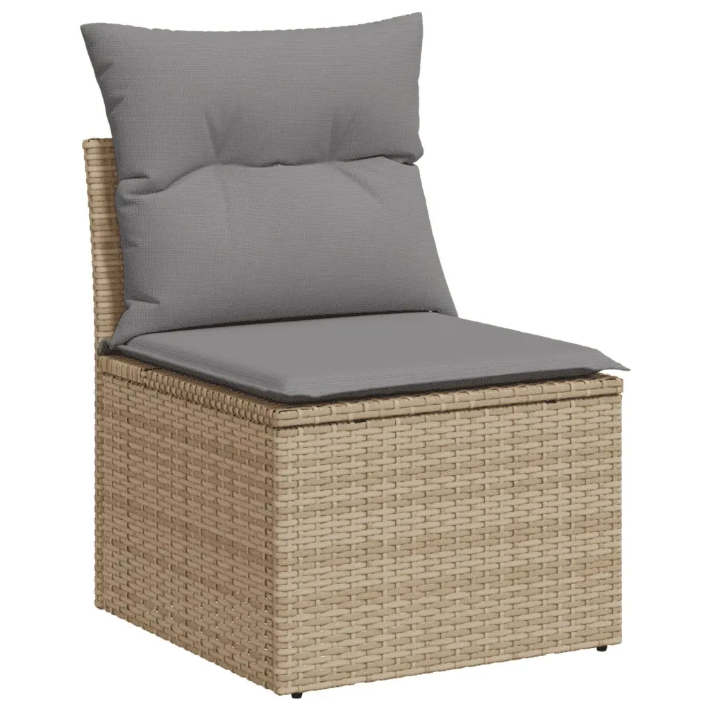 Garden Sofa Set 3 Piece Outdoor Furniture Patio Beige Poly Rattan Modular
