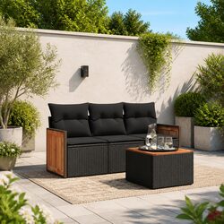 Comfortable 4 Piece Garden Sofa Set with Cushions
