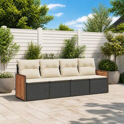 Comfortable 4 Piece Outdoor Sofa Set in Black Rattan