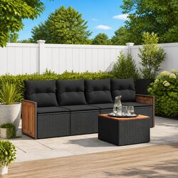 5-Piece Black Poly Rattan Sofa Set: Value and Comfort