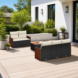Comfortable Black Poly Rattan Sofa Set for Outdoors