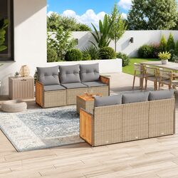 Comfortable and Practical 7 Piece Garden Sofa Set in Beige