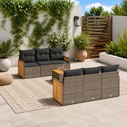 7 Piece Grey Outdoor Sofa Set with Cushions Included