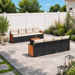Comfortable 9 Piece Outdoor Sofa Set in Black