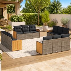 Value and Comfort: 12-Piece Grey Rattan Sofa Set