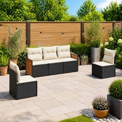 Comfortable 5-Piece Black Rattan Sofa Set