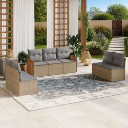 Comfortable 7 Piece Beige Garden Sofa Set