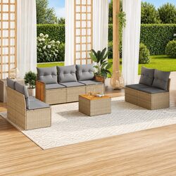 Comfortable 8-Piece Garden Sofa Set in Beige