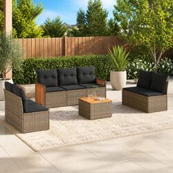 Comfortable 8-Piece Grey Garden Sofa Set with Storage