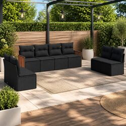 Comfortable 8 Piece Black Garden Sofa Set with Practical Features