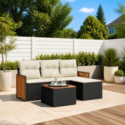 Comfortable and Versatile 5-Piece Black Garden Sofa Set
