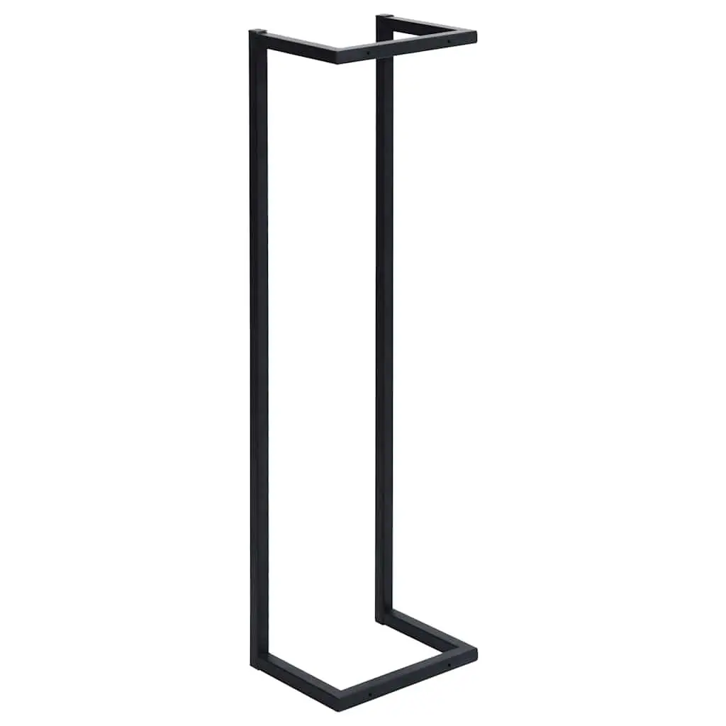 Iron Towel Rack Wall Mount Organizer Black 25 x 20 x 95 cm
