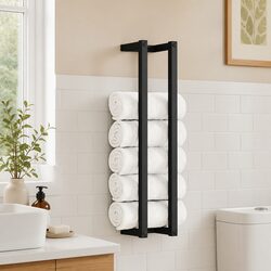 Towel Rack Black Wall Mount Iron Bathroom Holder Storage Organizer