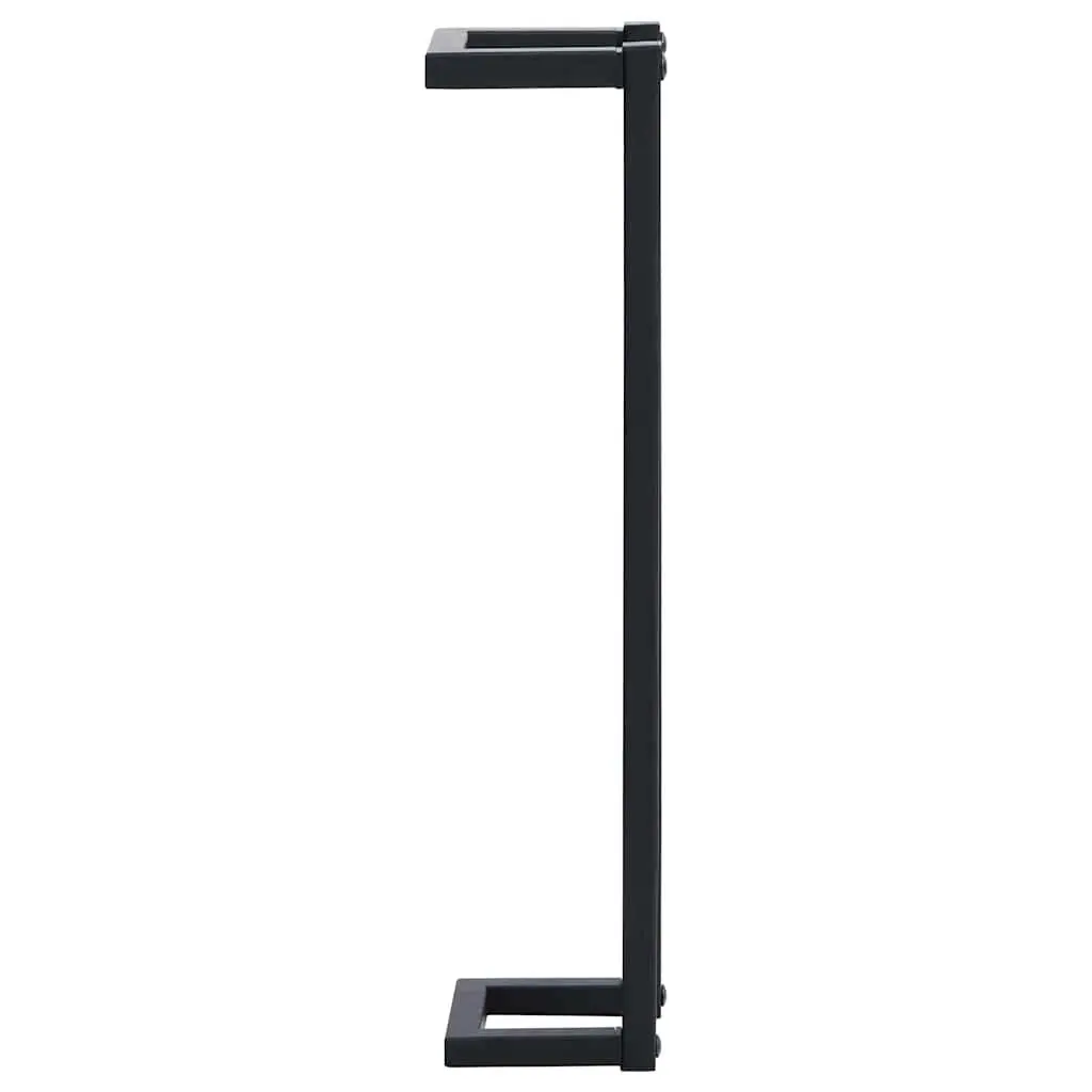 Towel Rack Wall Mount Iron Bathroom Organizer Black 12.5 x 12.5 x 60 cm