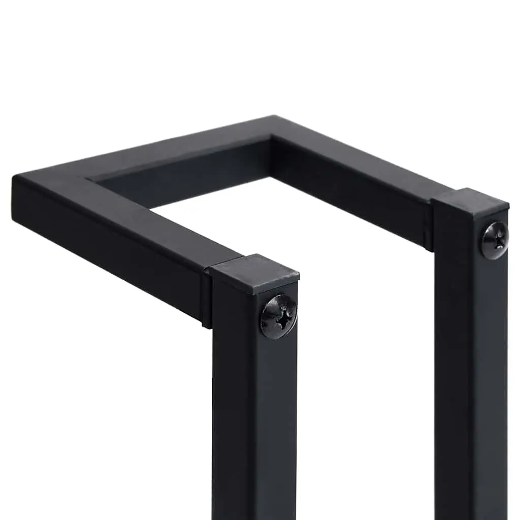 Towel Rack Wall Mount Iron Bathroom Organizer Black 12.5 x 12.5 x 60 cm