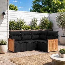 Comfortable and Versatile Black Rattan Garden Sofa Set