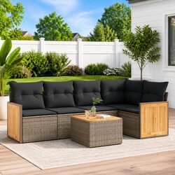Reliable 6-Piece Grey Garden Sofa Set with Storage