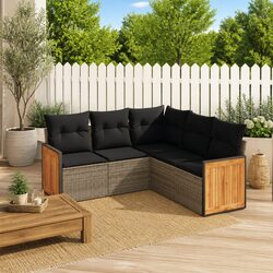 Comfortable 5-Piece Garden Sofa Set in Grey Rattan