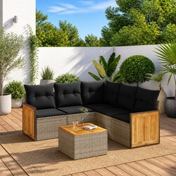 Reliable 6-Piece Grey Garden Sofa Set for Outdoor Use
