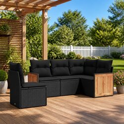 Affordable 5 Piece Garden Sofa Set with Cushions