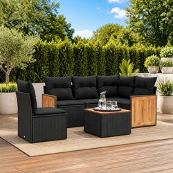 Comfortable 6 Piece Garden Sofa Set with Storage