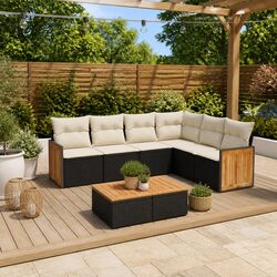 Practical and Affordable Black 6 Piece Garden Sofa Set