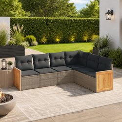 Comfortable 6-Piece Garden Sofa Set in Grey for Outdoor Use