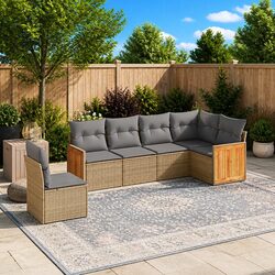 Practical 6-Piece Garden Sofa Set with Cushions