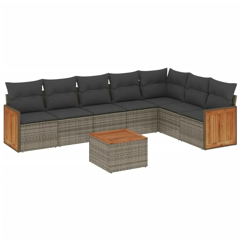 Outdoor Sofa Set 8 Piece Modular Lounge Grey Poly Rattan Patio Furniture