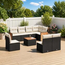 Comfortable 9 Piece Garden Sofa Set with Cushions