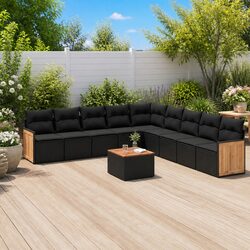 Comfortable 10-Piece Outdoor Sofa Set in Black