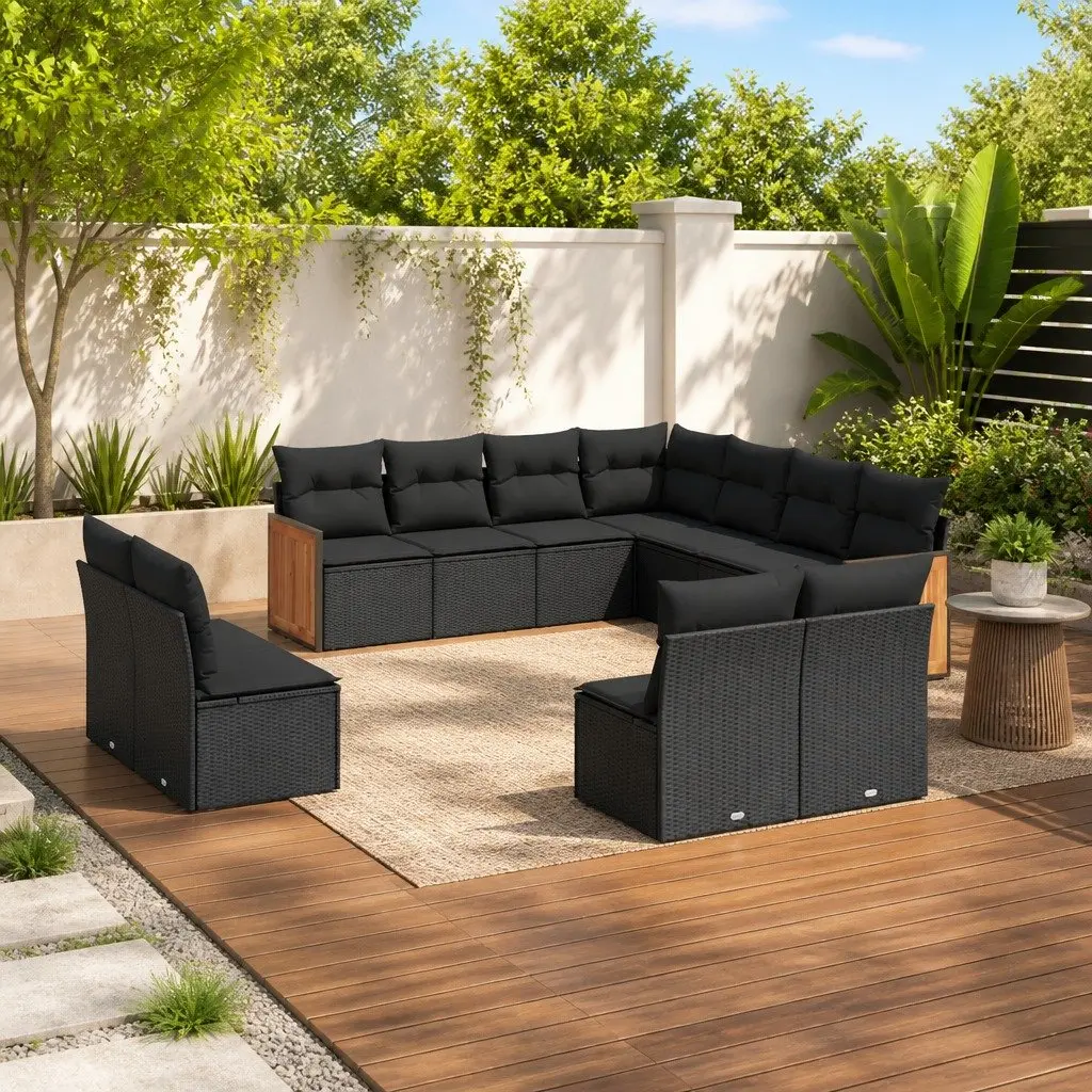 Garden Sofa Set 11 Piece Outdoor Furniture Patio Sectional Black