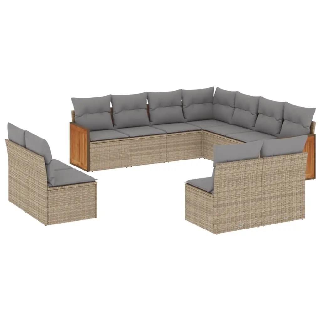 Garden Sofa Set 11 Piece Outdoor Furniture Patio Seating Beige