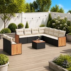 Reliable Black Poly Rattan 10 Piece Garden Sofa Set