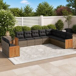 Durable 10 Piece Grey Sofa Set with Storage Features