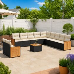 Comfortable and Durable Black Rattan Garden Sofa Set