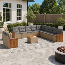 Value-Driven 12 Piece Beige Garden Sofa Set with Storage