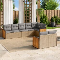 Beige 8-Piece Garden Sofa Set: Practical, Modular Design