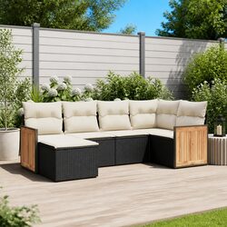 Comfortable and Durable 6-Piece Black Rattan Sofa Set