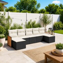 Garden Sofa Set 7 Piece Outdoor Furniture Patio Lounge Seating Black Rattan