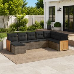 Comfortable 8-Piece Grey Patio Sofa Set