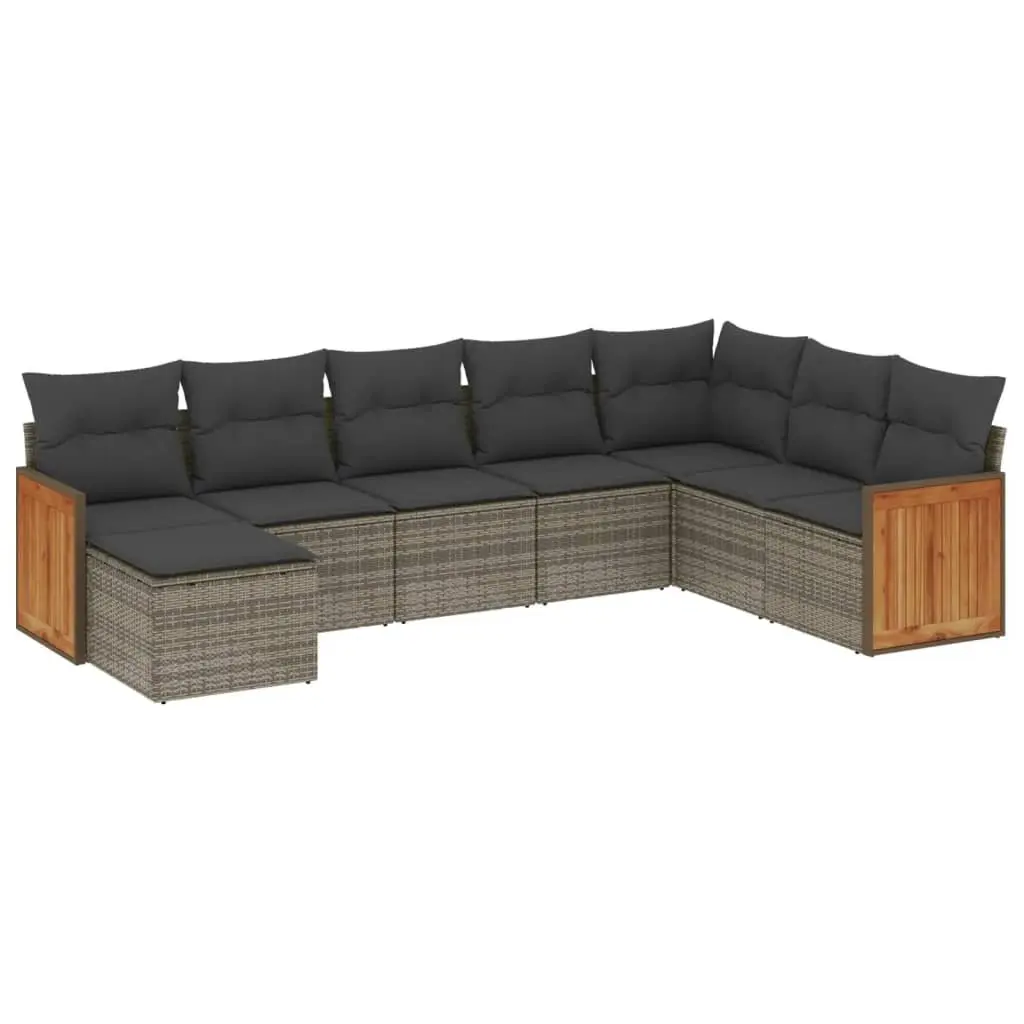 Garden Sofa Set 8 Piece Outdoor Modular Seating Grey Poly Rattan