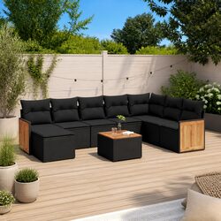 Quality 9 Piece Black Sofa Set for Outdoor Comfort