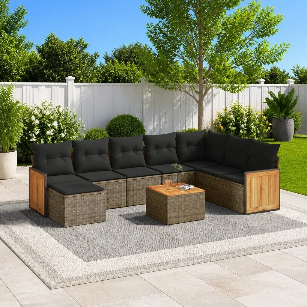 Garden Sofa Set 9 Piece Outdoor Furniture Patio Sectional Grey