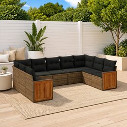 Comfortable and Practical 9 Piece Grey Outdoor Sofa Set