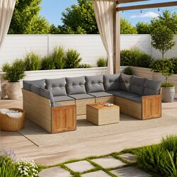 Reliable 10 Piece Beige Outdoor Sofa Set